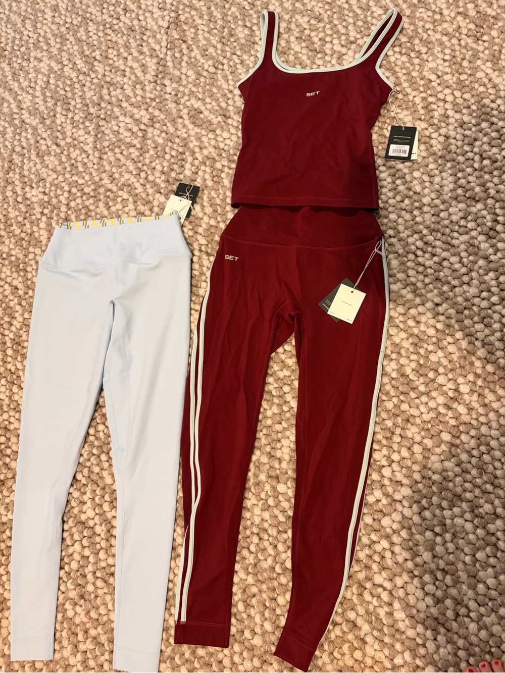 Women's SET ACTIVE Burgundy Athletic Tank & Legging Set